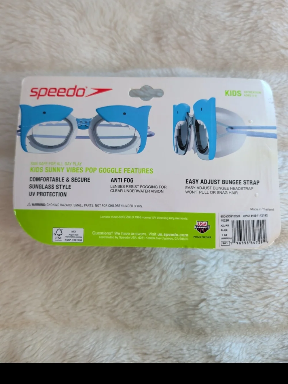 Rugged Shark Water Shoes/Speedo Swim Goggles Bundle Ages 3-6, Sz 8 NWT